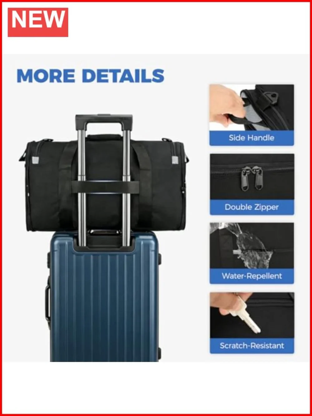 Foldable Duffel Bag - 18 inch Small Gym Bag for Travel, Carry On